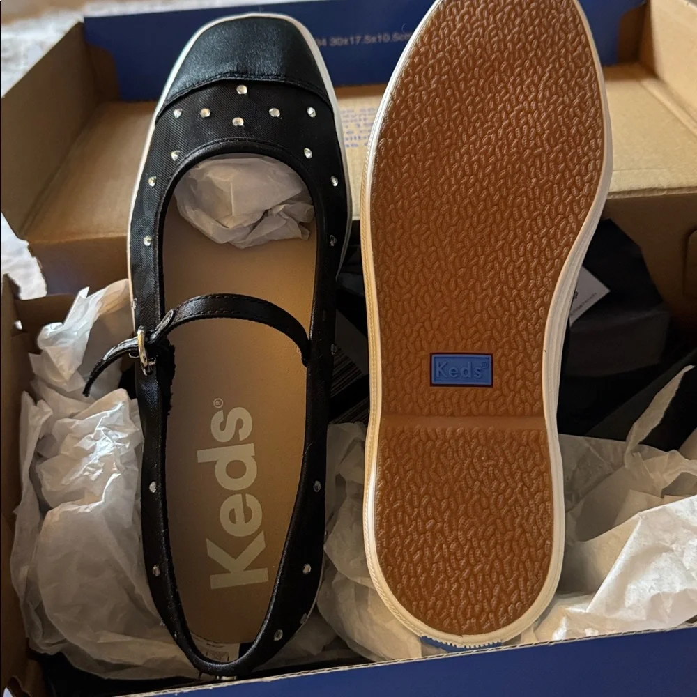 Keds Black Studded Mary Jane Shoes - Picture 1 of 3